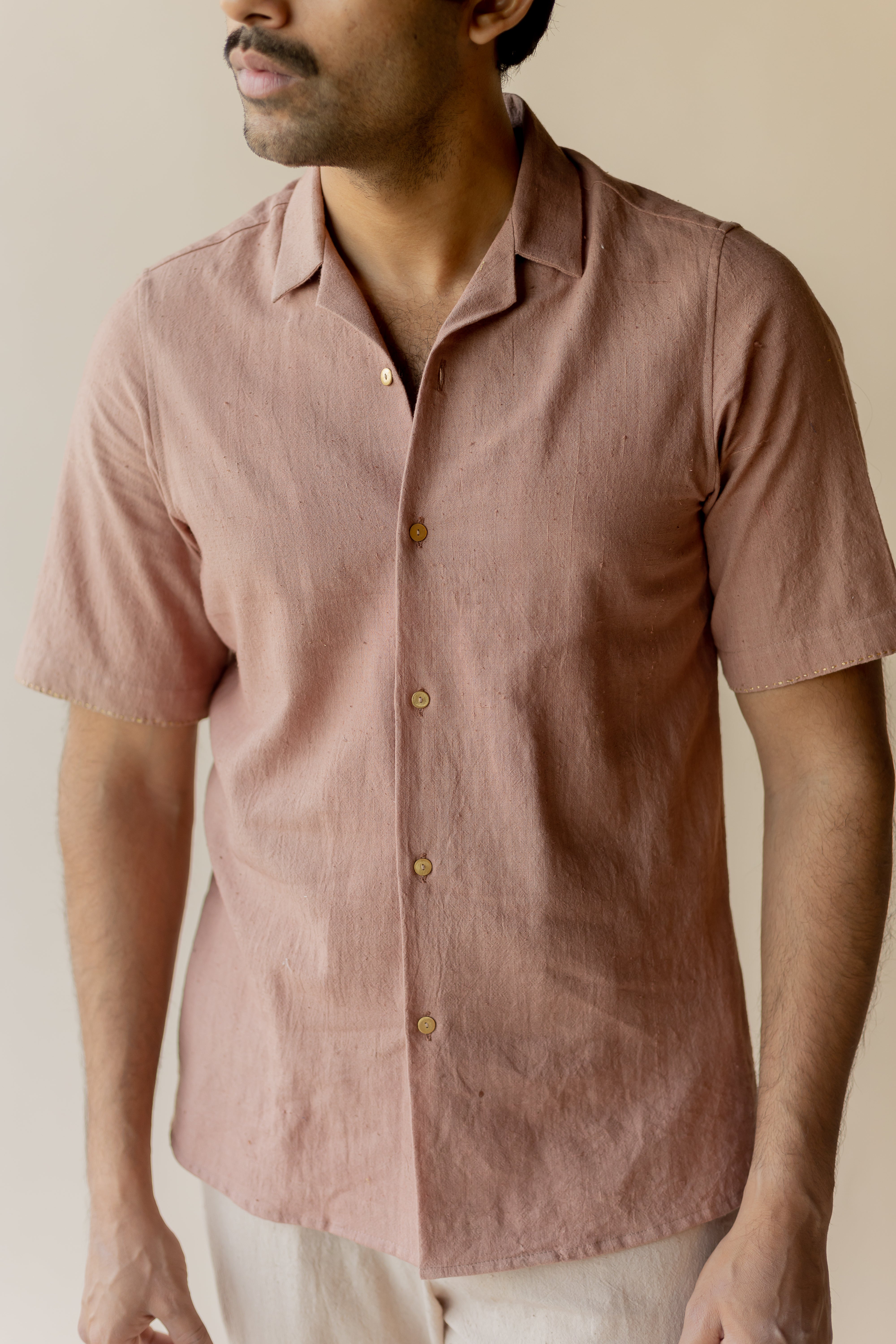 Mauve Hasu Khadi Shirt