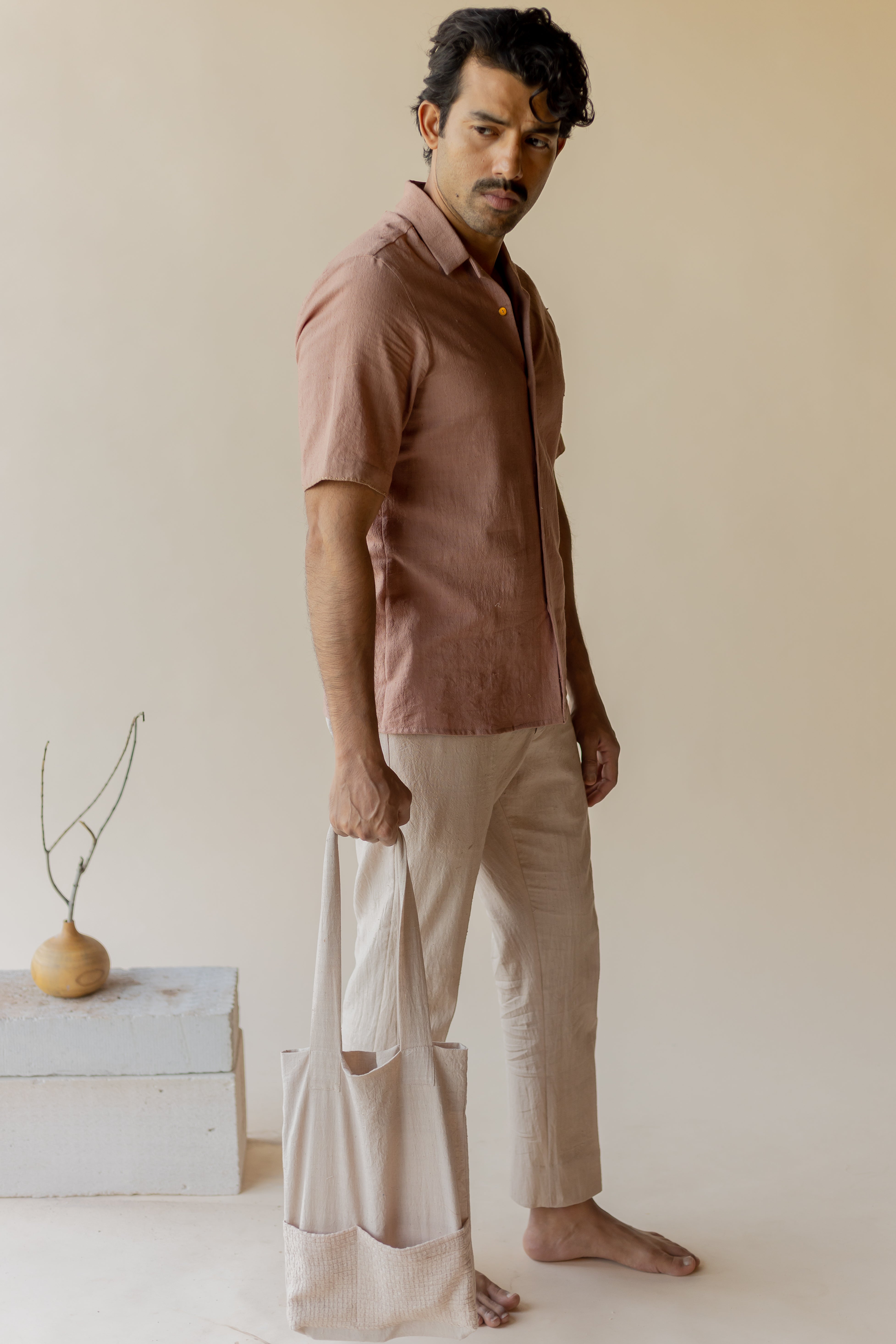 Mauve Hasu Khadi Shirt