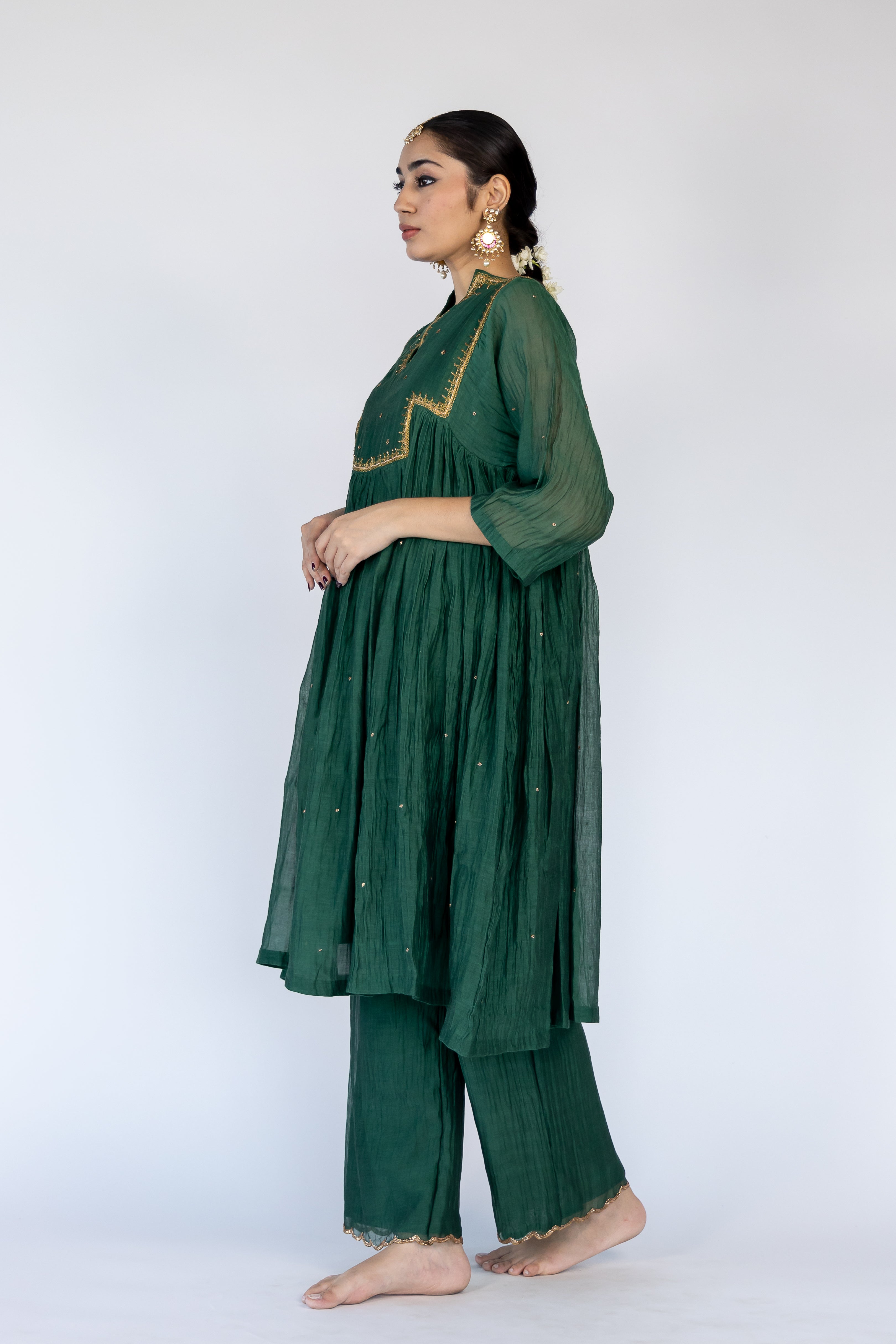 Farah Kurta Set - Emerald Green