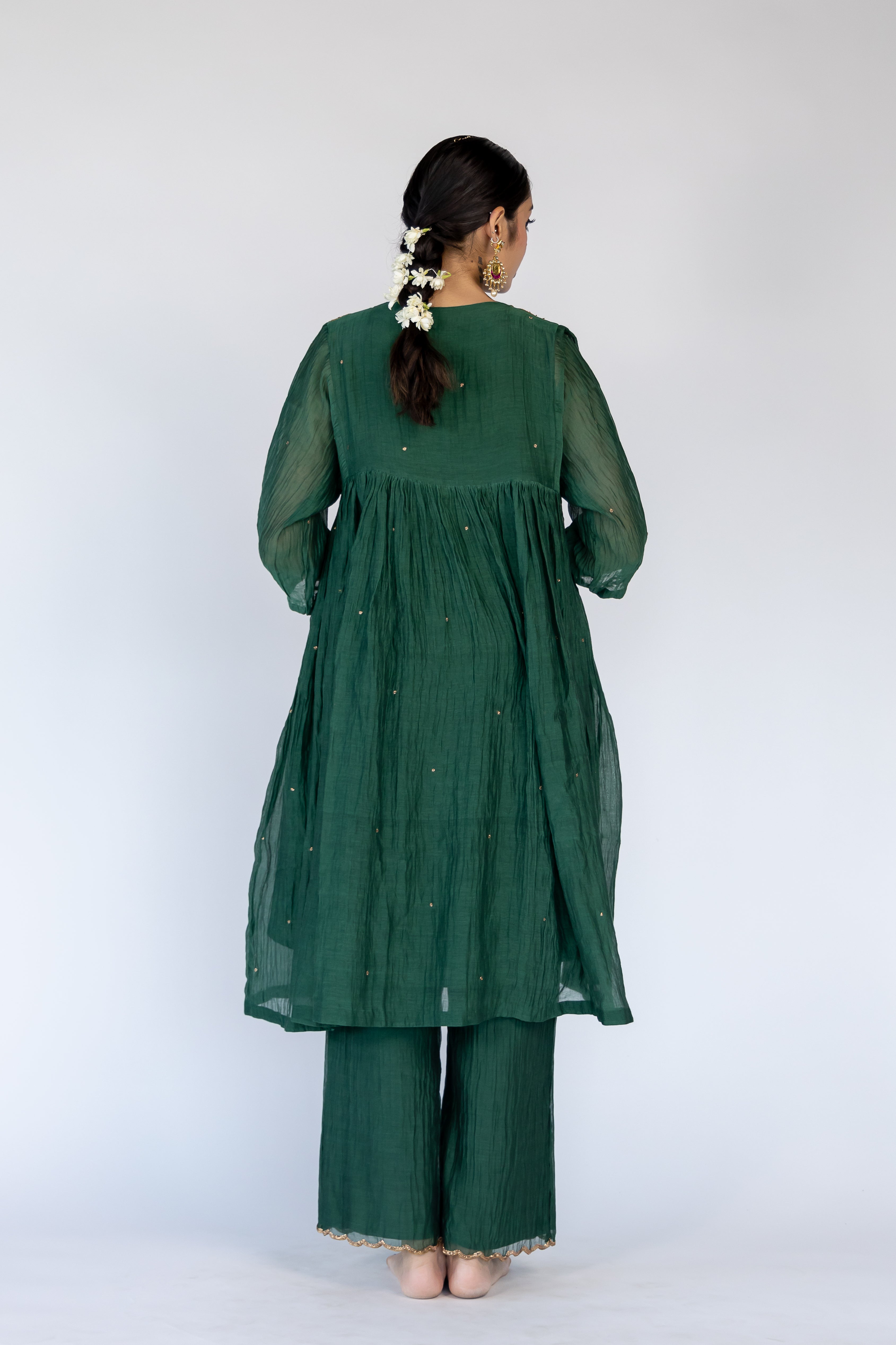 Farah Kurta Set - Emerald Green