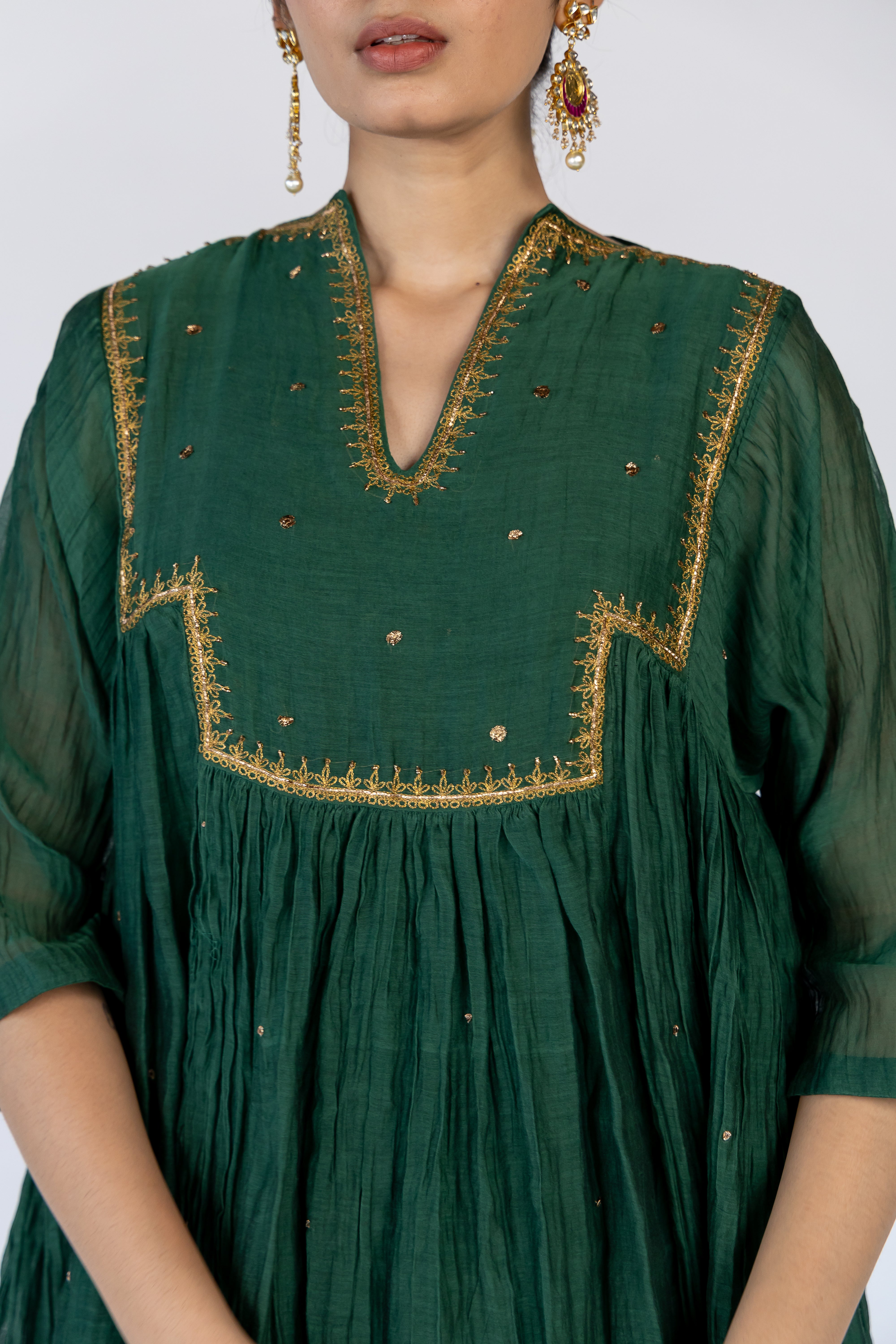 Farah Kurta Set - Emerald Green