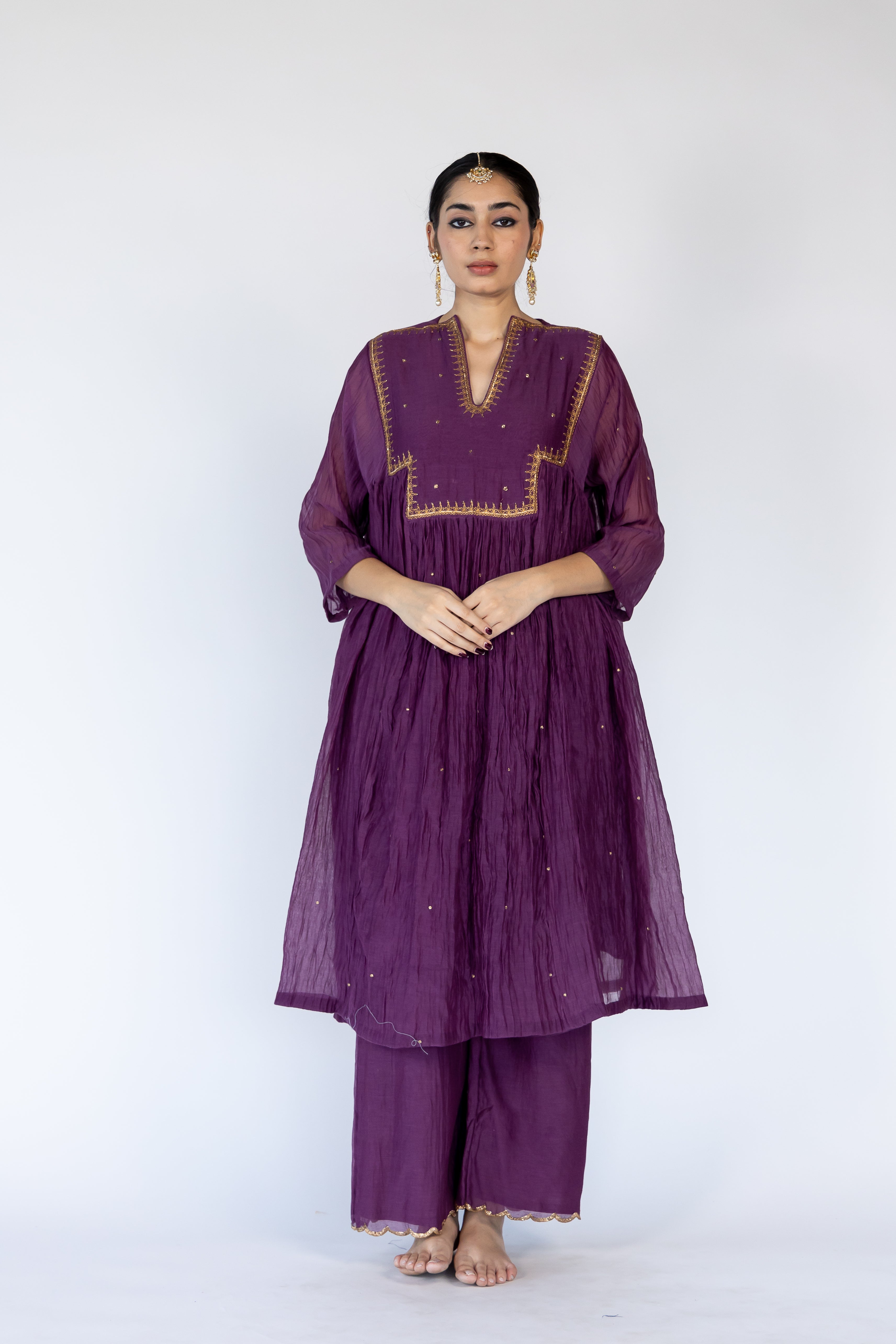 Farah Kurta Set - Aubergine