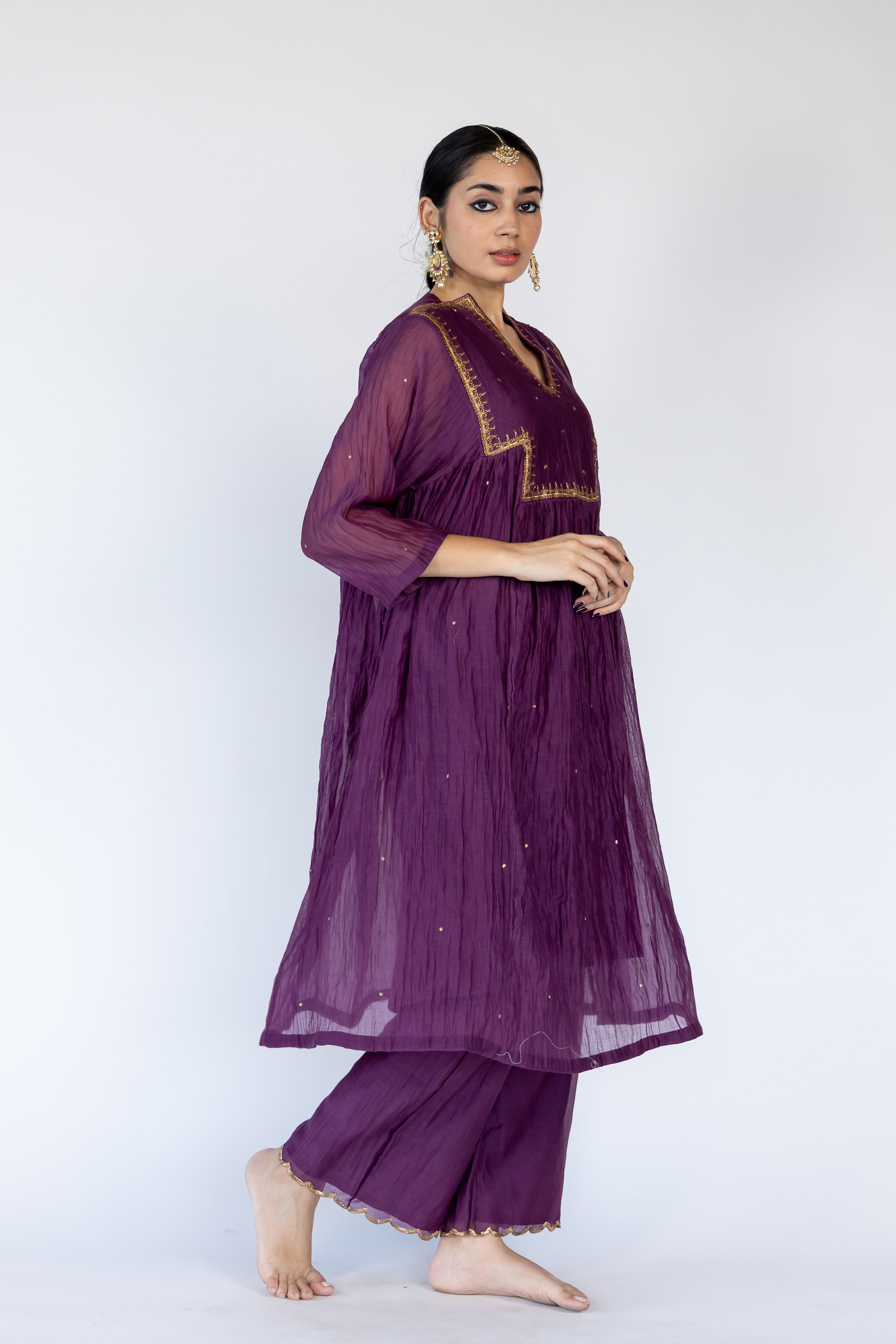 Farah Kurta Set - Aubergine