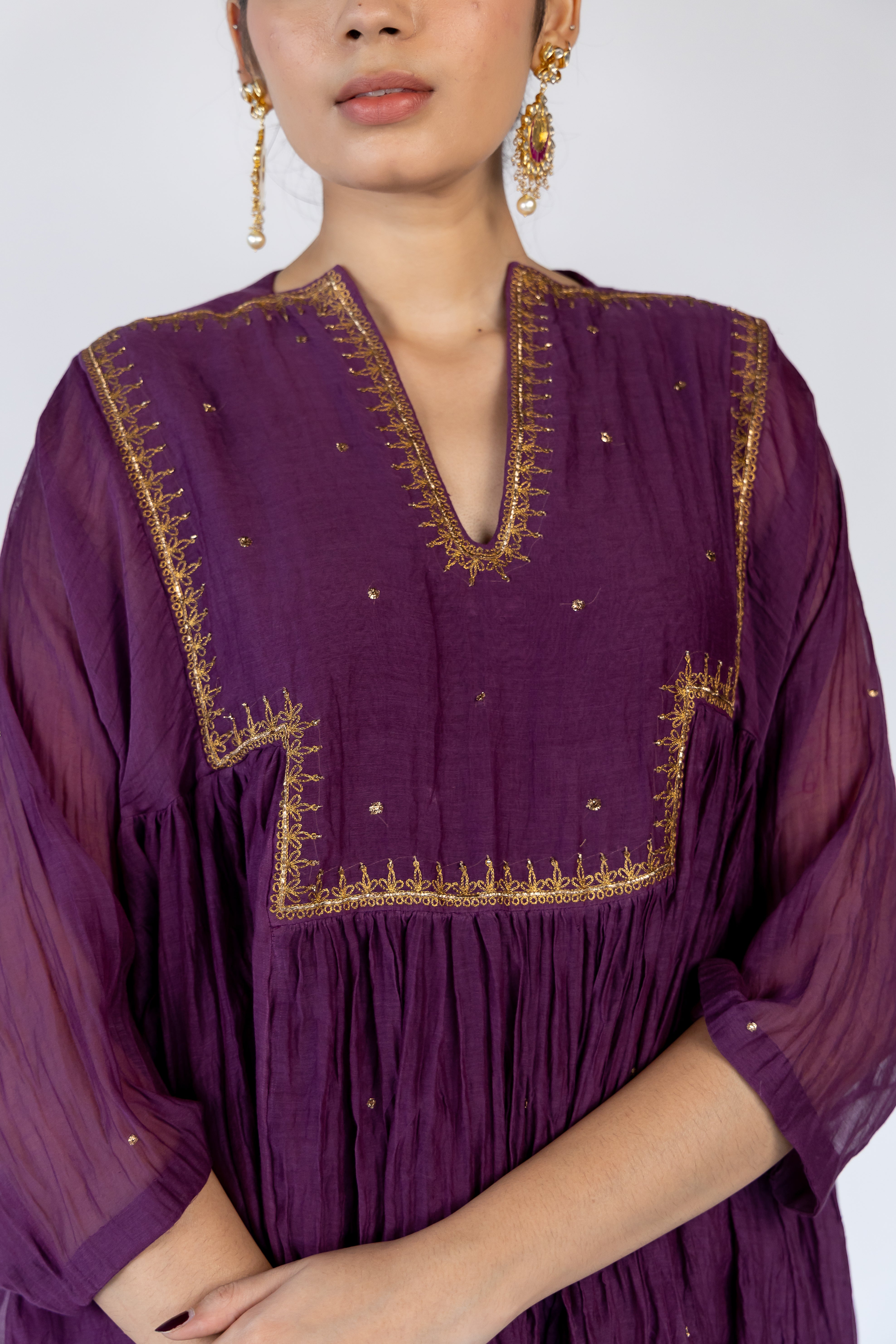 Farah Kurta Set - Aubergine