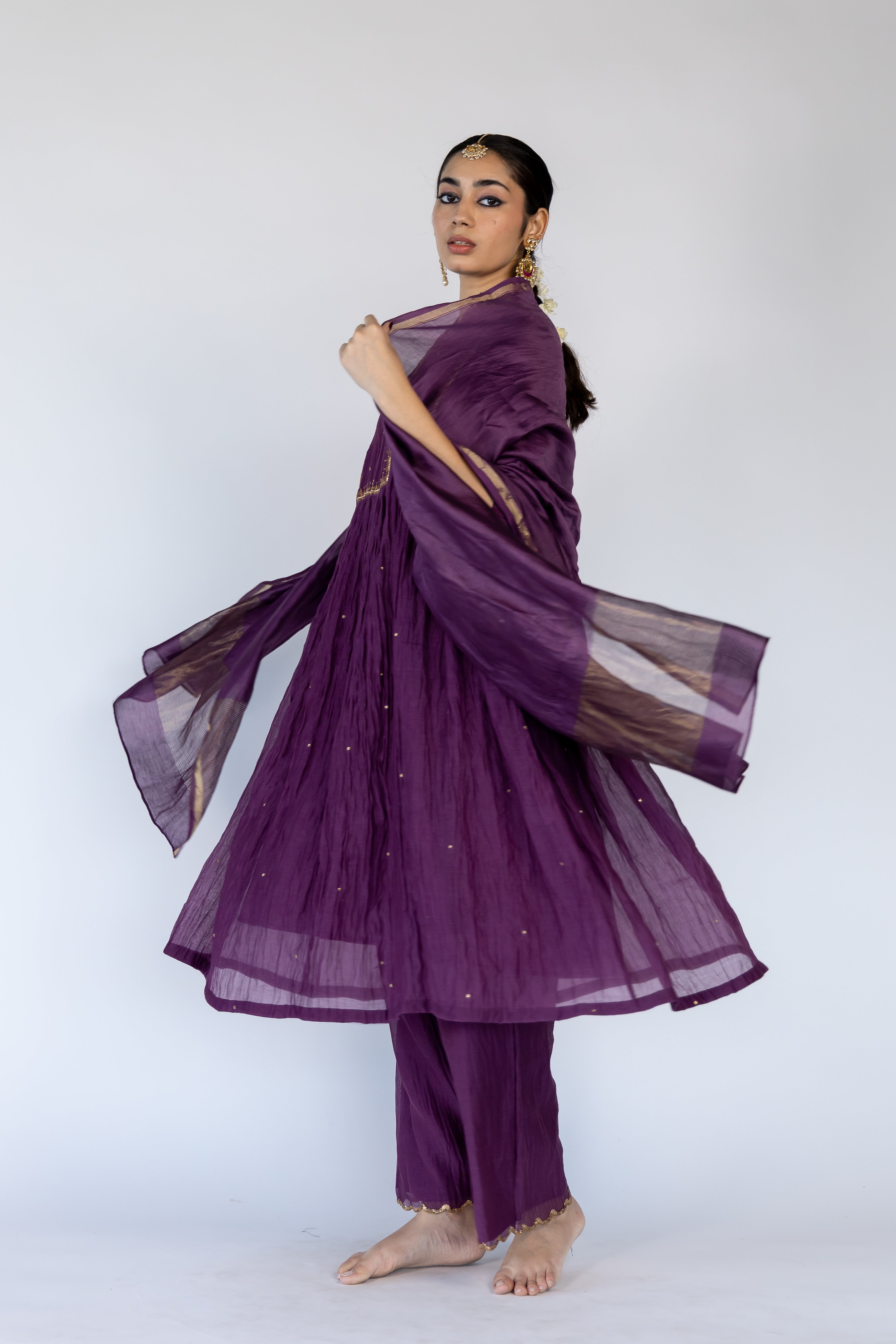 Farah Kurta Set - Aubergine