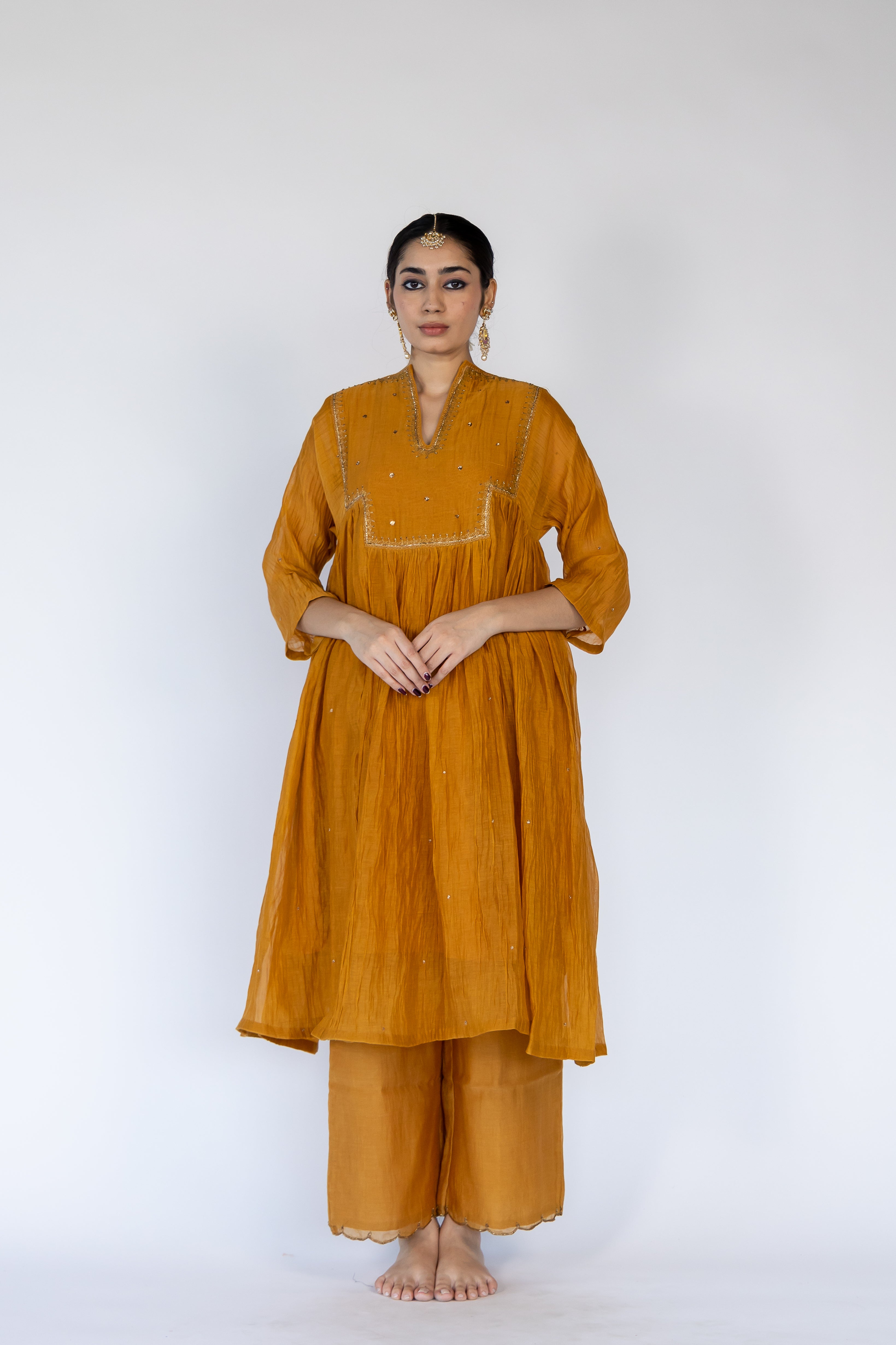 Farah Kurta Set - Mustard