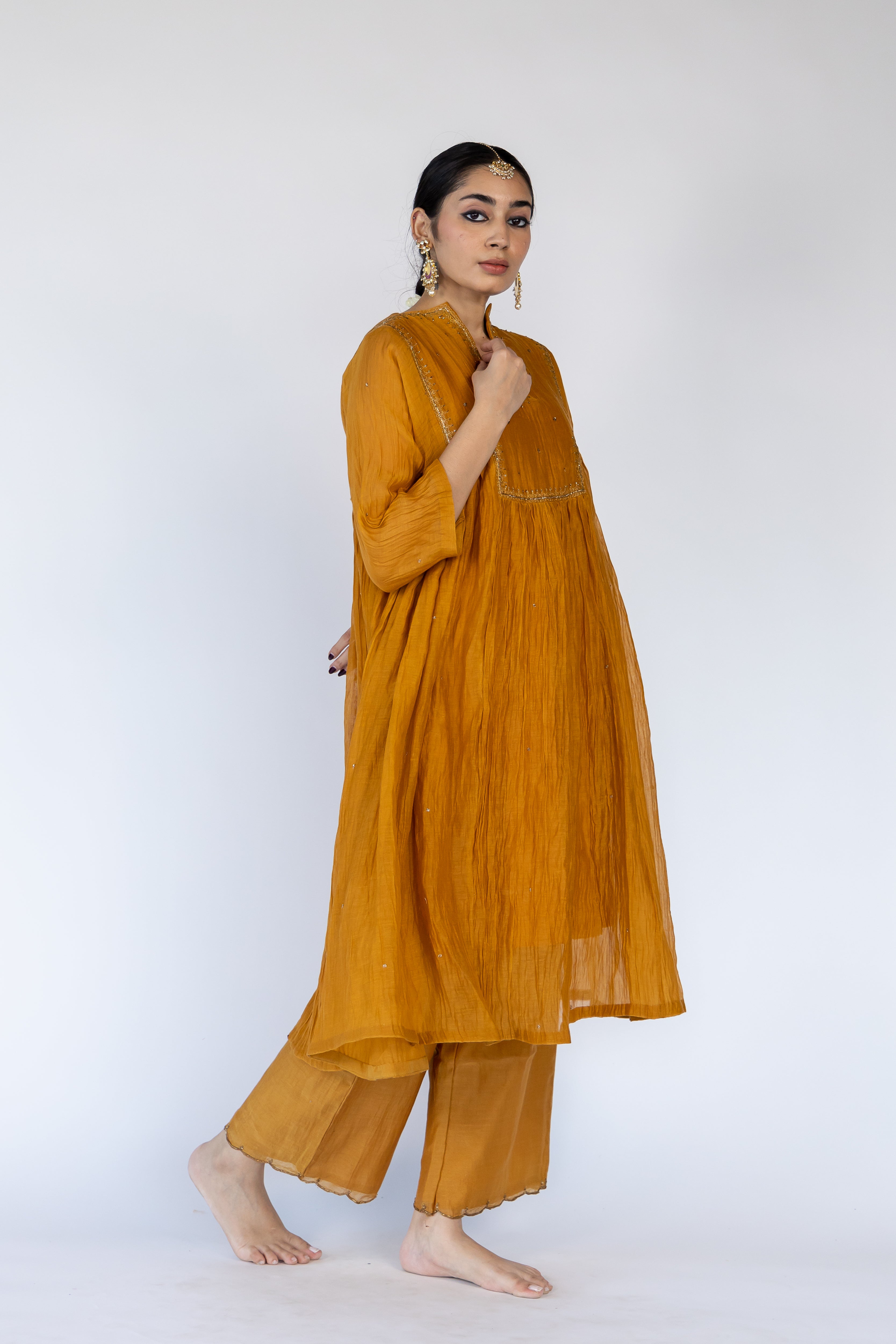 Farah Kurta Set - Mustard