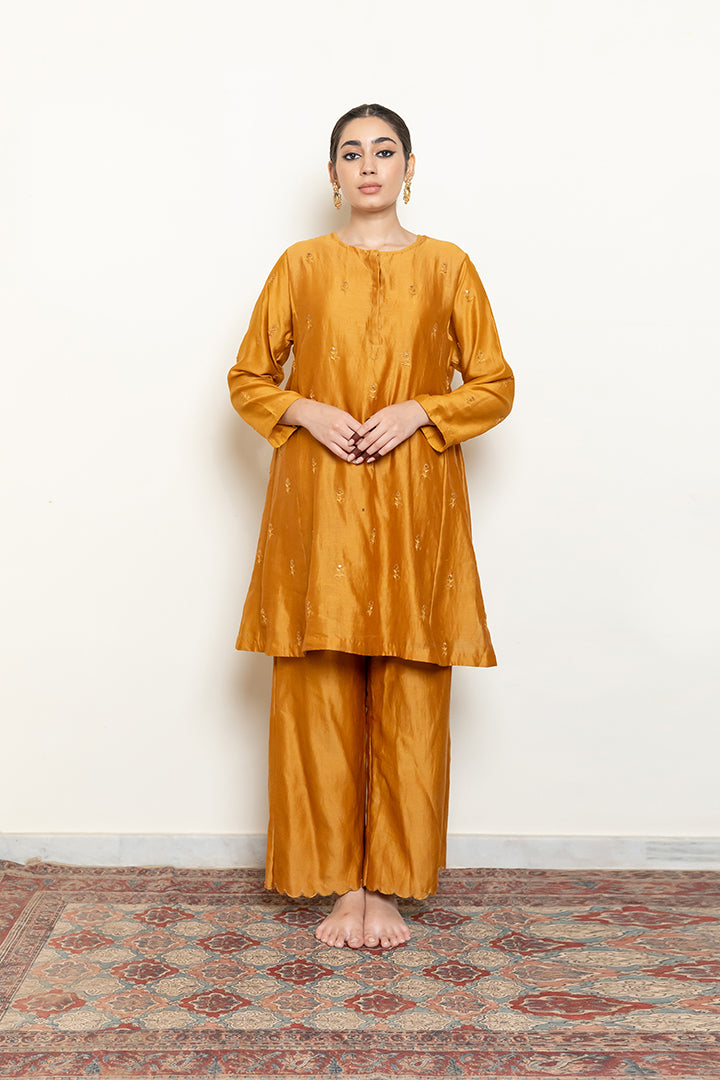 Roohi Kalidaar Kurta Set - Mustard