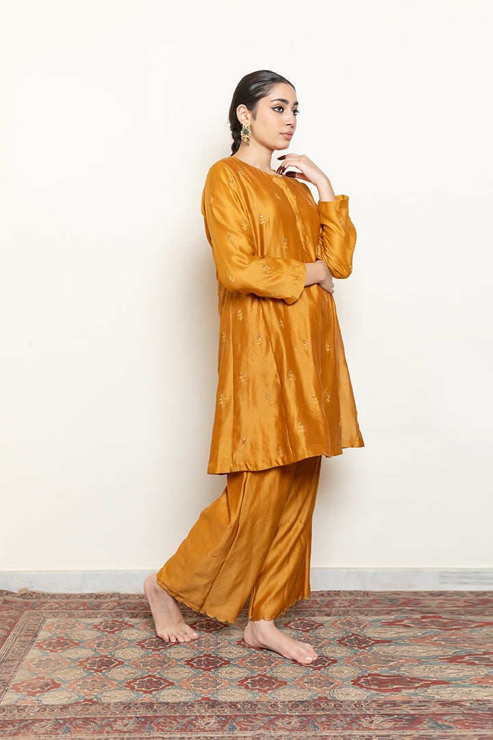 Roohi Kalidaar Kurta Set - Mustard