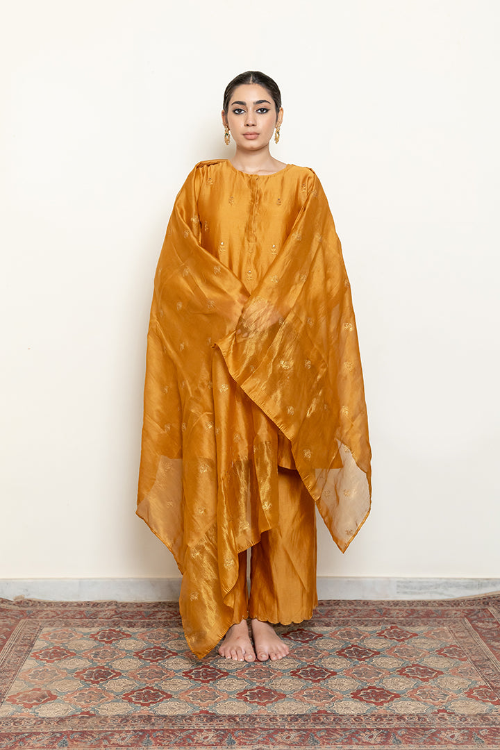 Roohi Kalidaar Kurta Set - Mustard