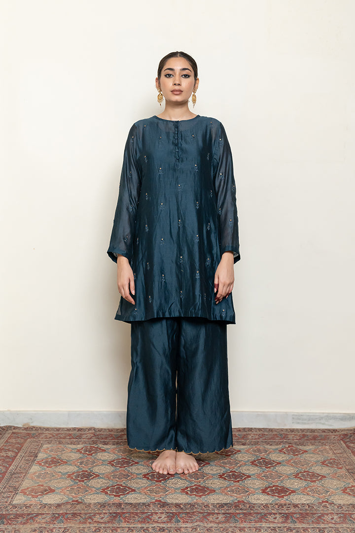 Roohi Kalidaar Kurta Set - Teal