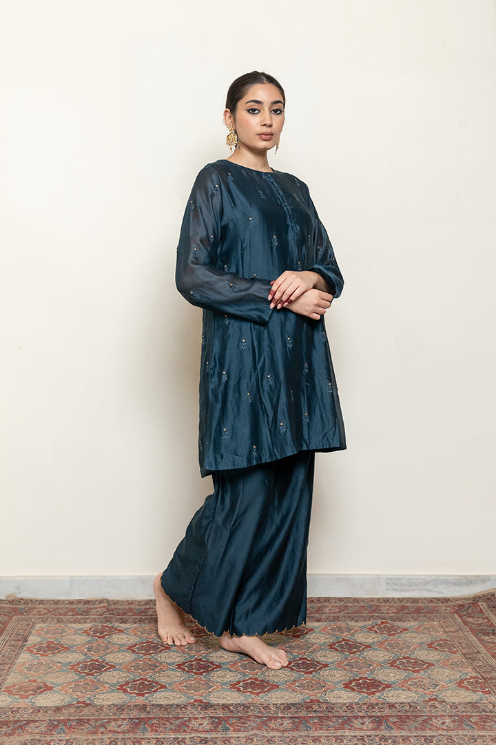 Roohi Kalidaar Kurta Set - Teal