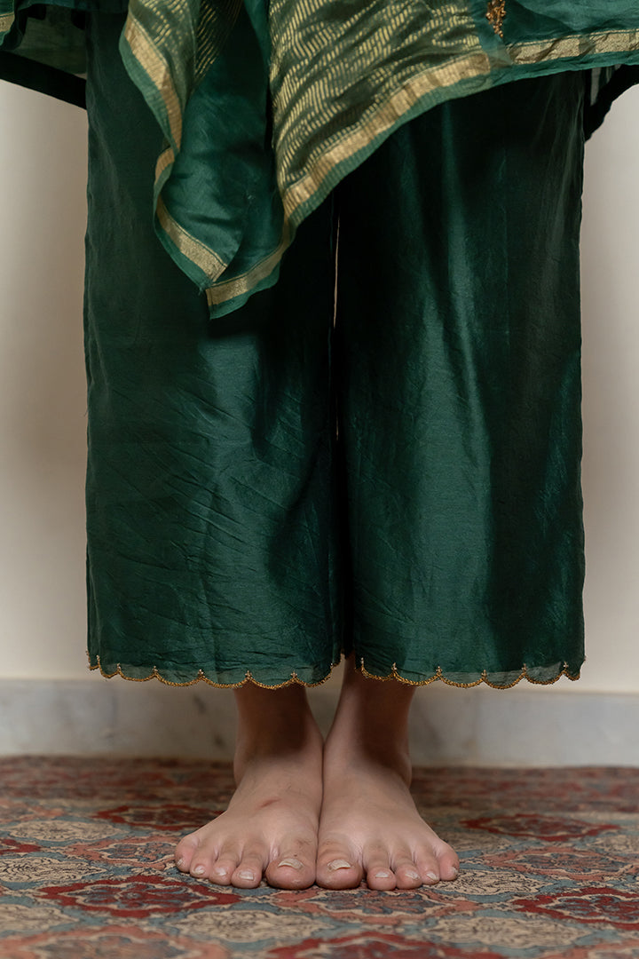 Roohi Kalidaar Kurta Set - Emerald Green