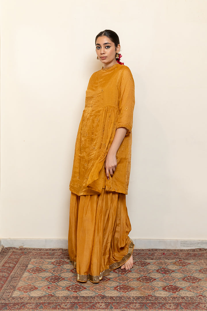 Zareen Gharara Set - Mustard