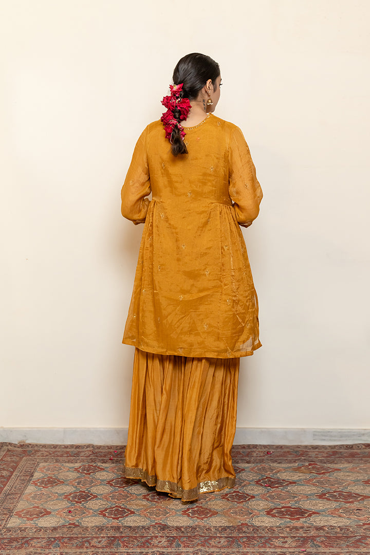 Zareen Gharara Set - Mustard