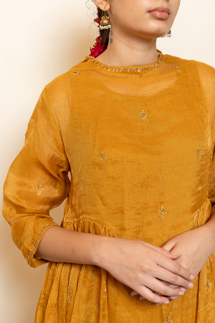 Zareen Gharara Set - Mustard (Set Of 3)