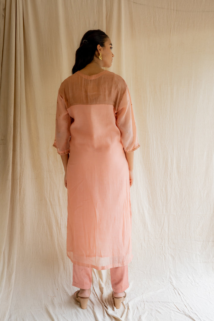 Peach Pink Baad Kurta Set