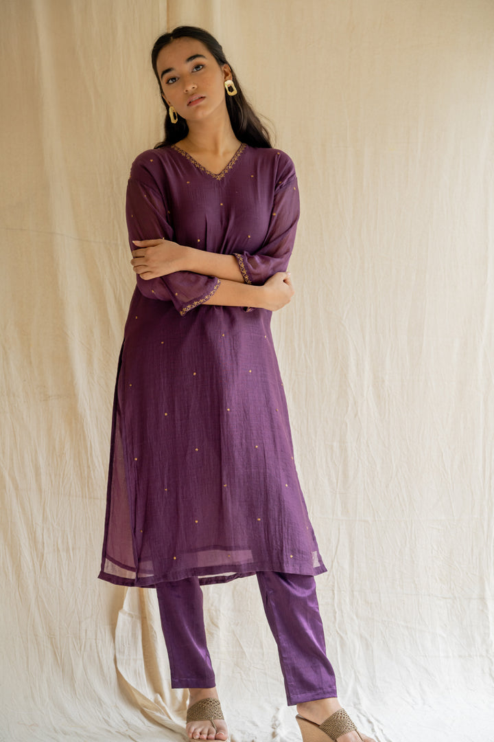 Aubergine Baad Kurta Set