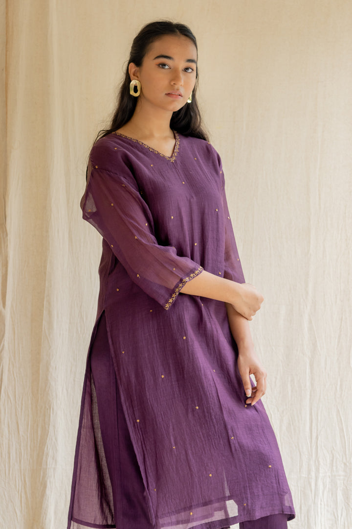 Aubergine Baad Kurta Set