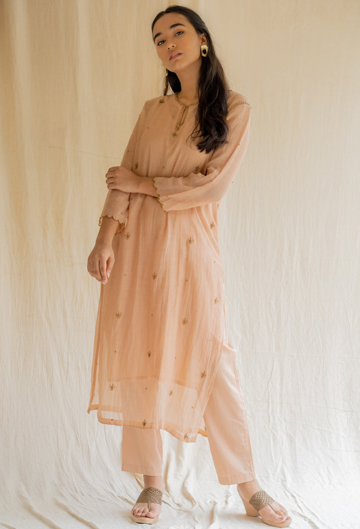 Peach Chaand Kurta Set