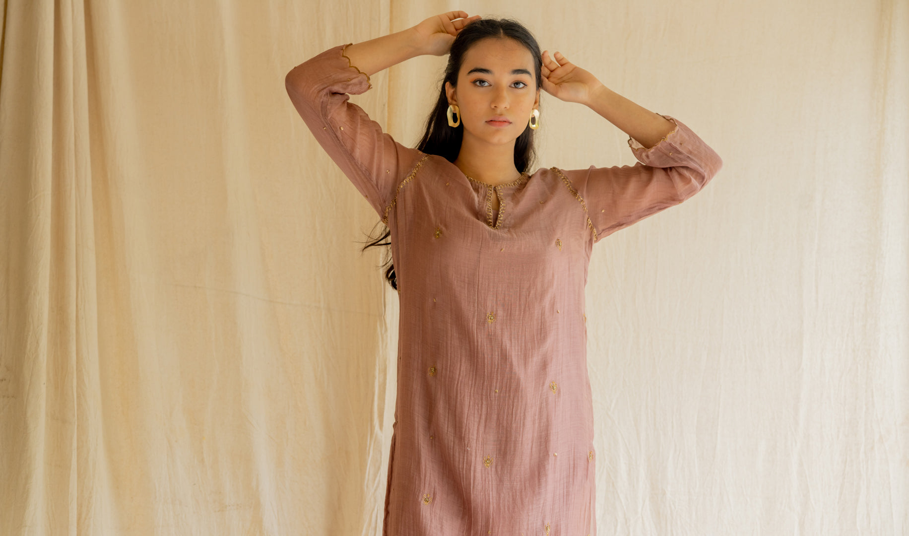 Old Rose Chaand Kurta Set