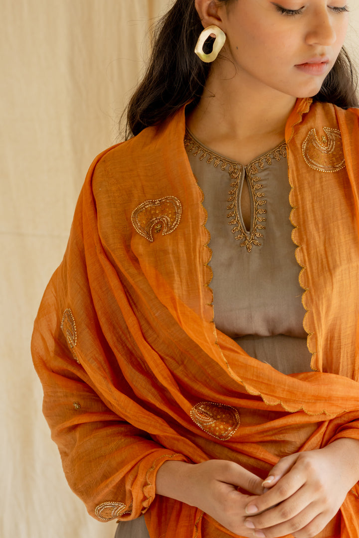 Rust Orange Chaand Dupatta