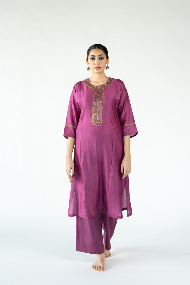 Beena Kurta Set - Magenta (Set of 2)