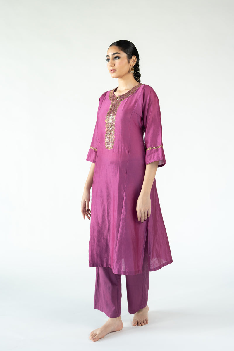 Beena Kurta Set - Magenta (Set of 2)