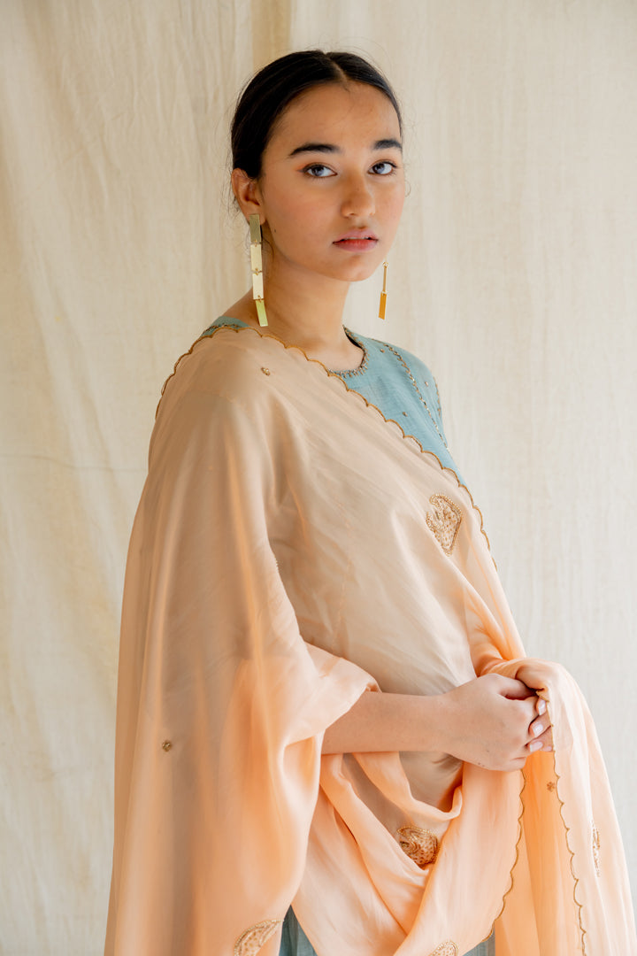 Peach Chaand Dupatta