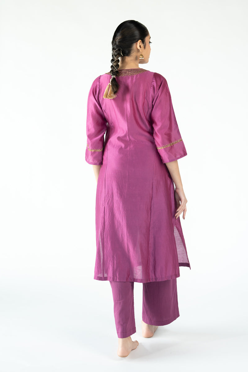 Beena Kurta Set - Magenta (Set of 2)