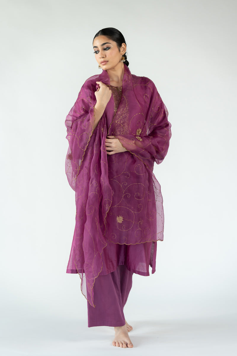 Beena Kurta Set - Magenta (Set of 2)