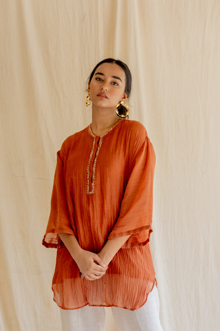 Rust Orange Itar Kurti