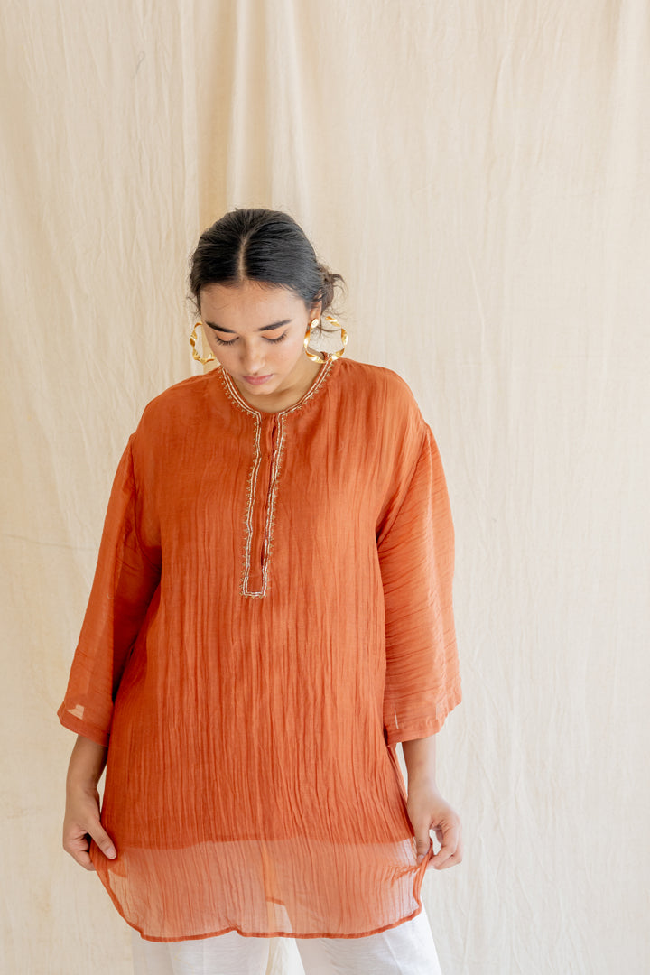 Rust Orange Itar Kurti