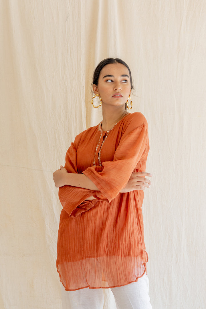 Rust Orange Itar Kurti