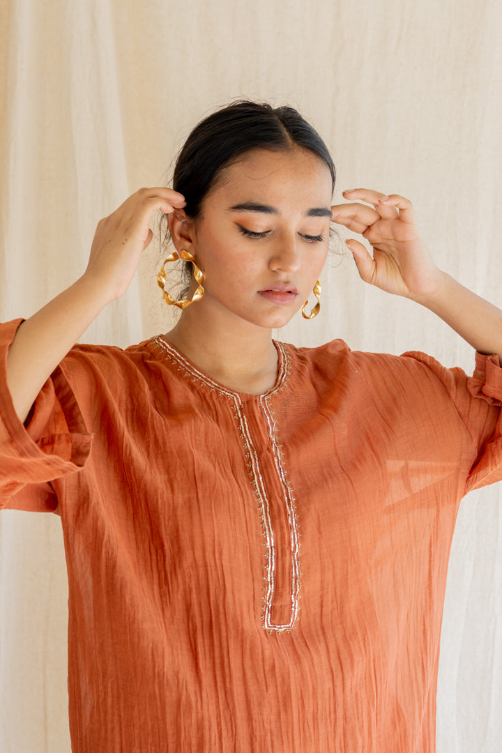 Rust Orange Itar Kurti