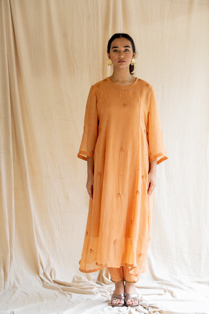 Salmon Orange Abha Kurta Set