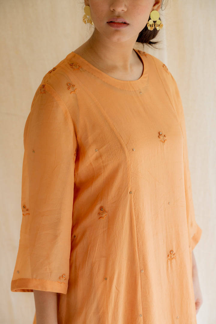 Salmon Orange Abha Kurta Set