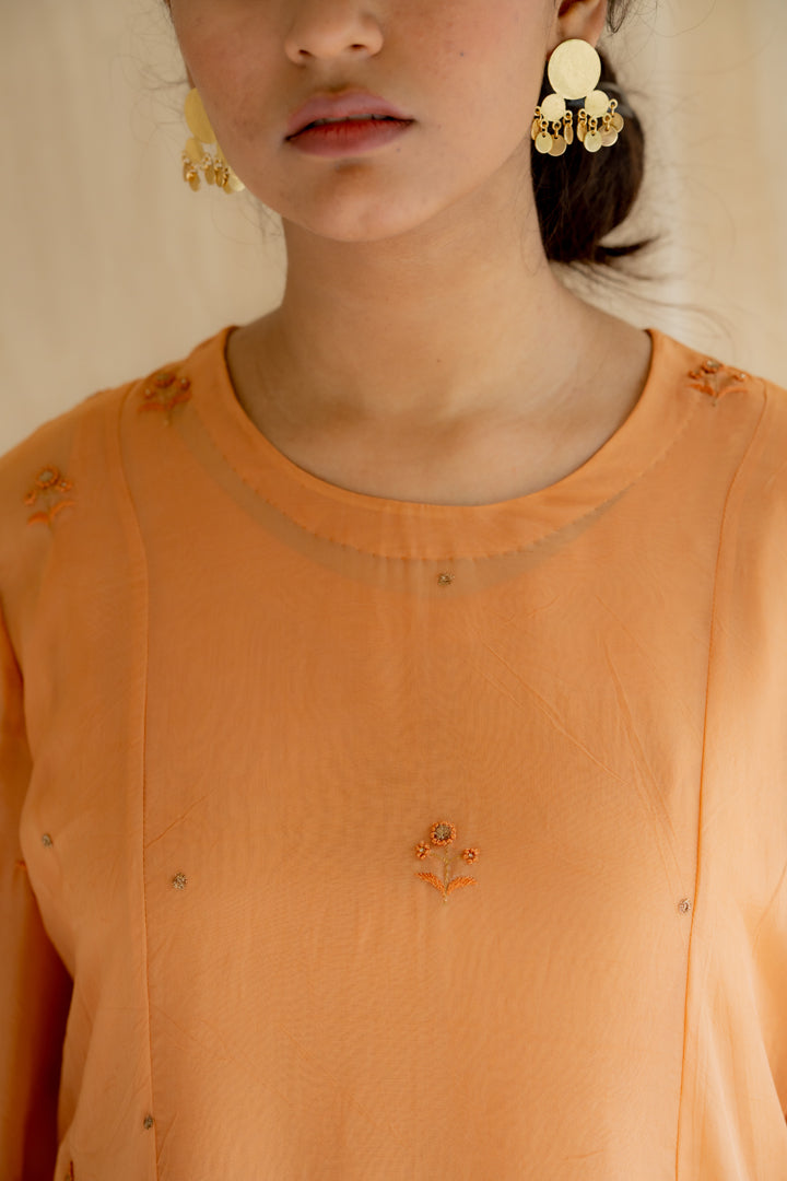 Salmon Orange Abha Kurta Set