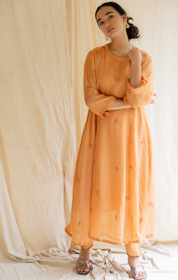 Salmon Orange Abha Kurta Set