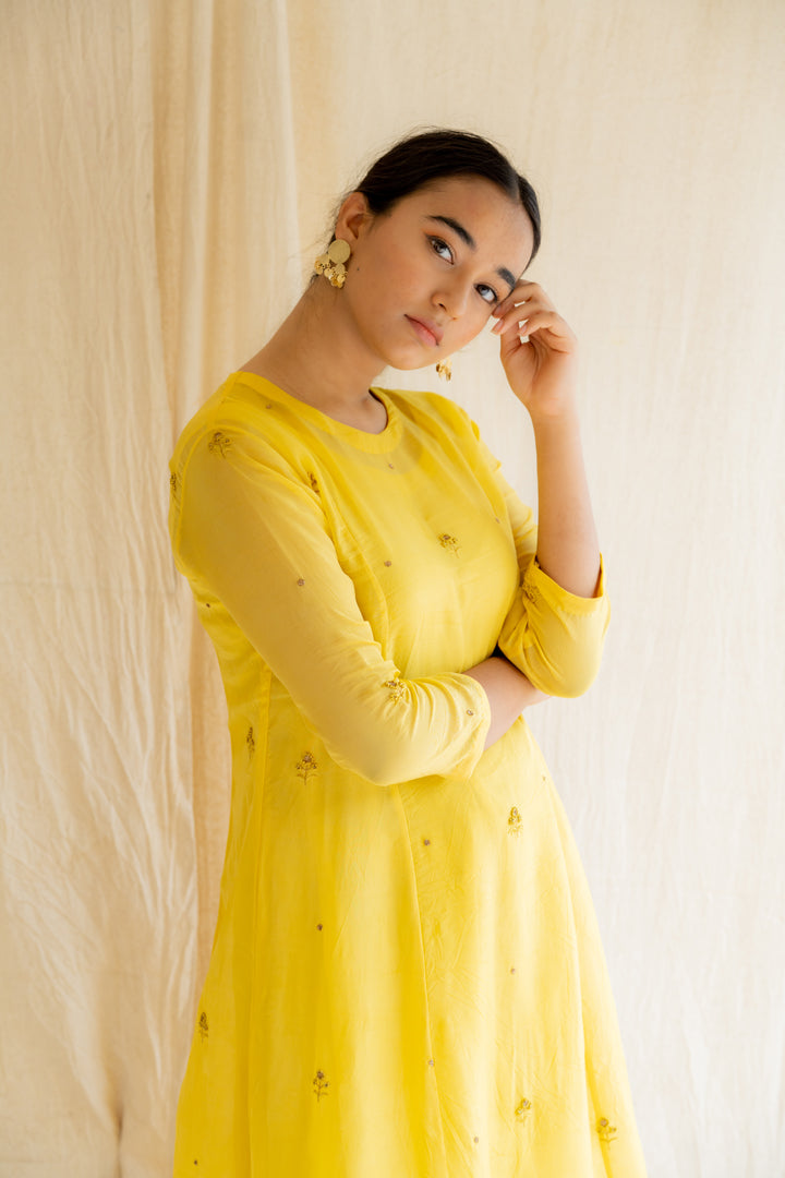 Yellow Abha Kurta Set (Set of 2)