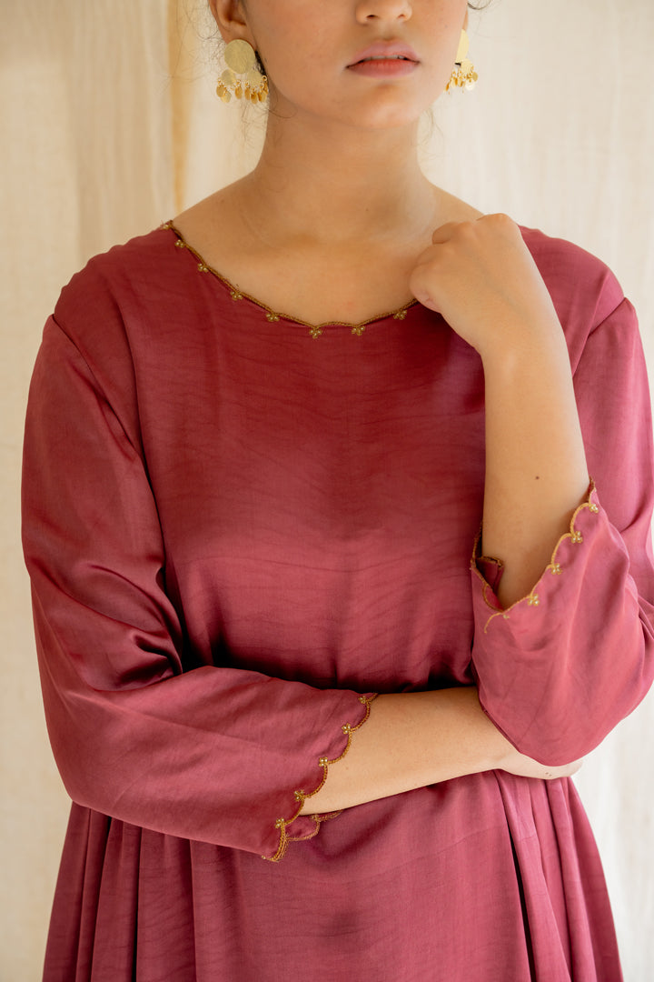 Blush Red Taar Kurta