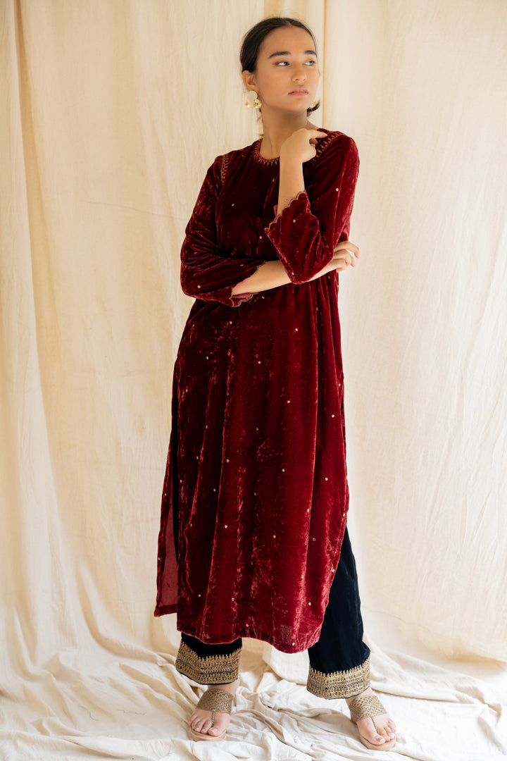 Maroon Imaan Kurta