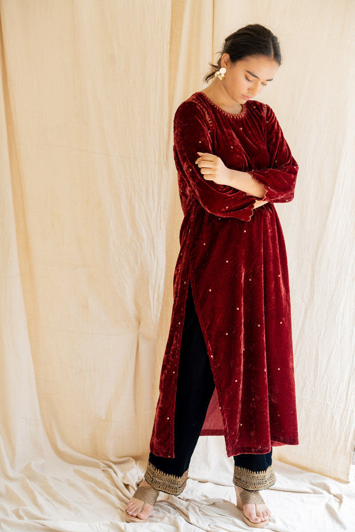 Maroon Imaan Kurta