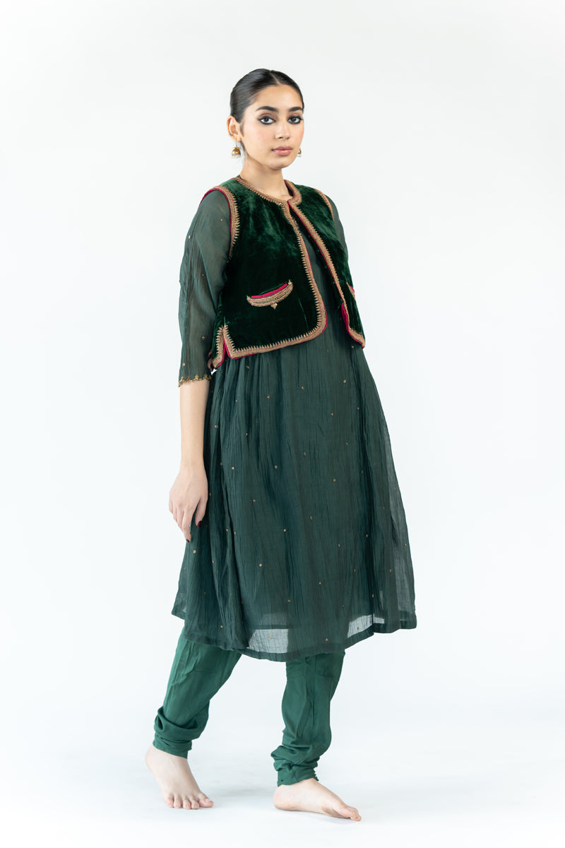 Arsh Kurta Set - Emerald Green (Set of 2)