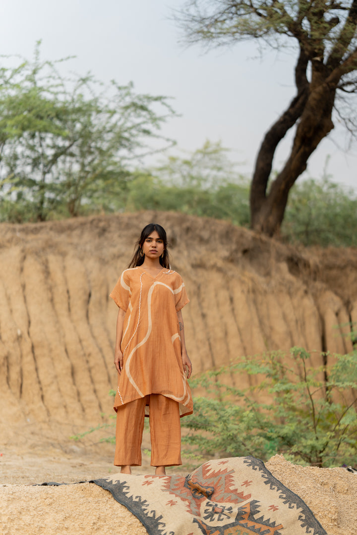 Pastel orange caftan set