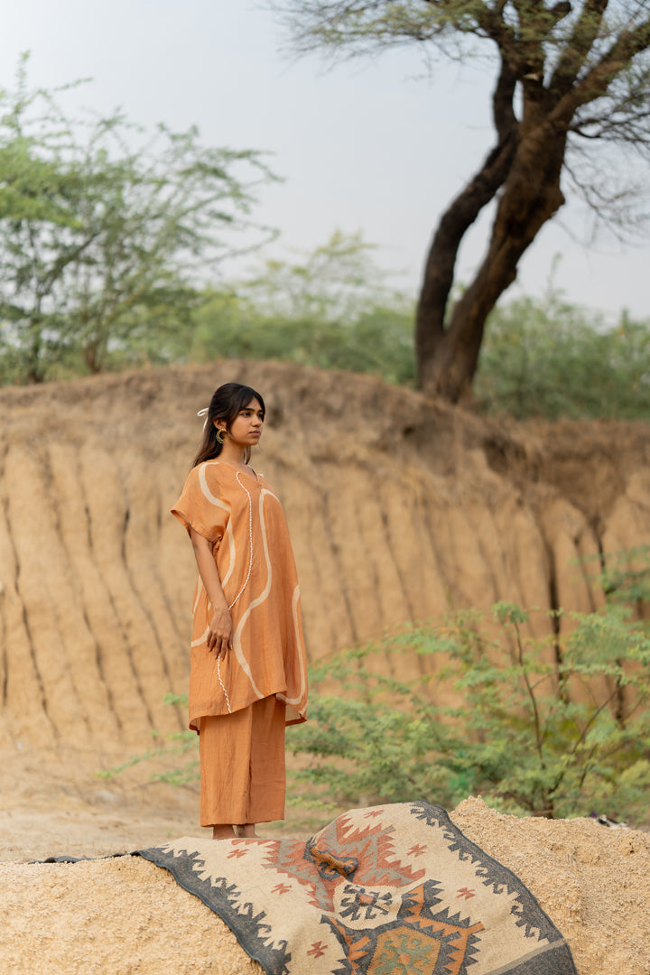 Pastel orange caftan set