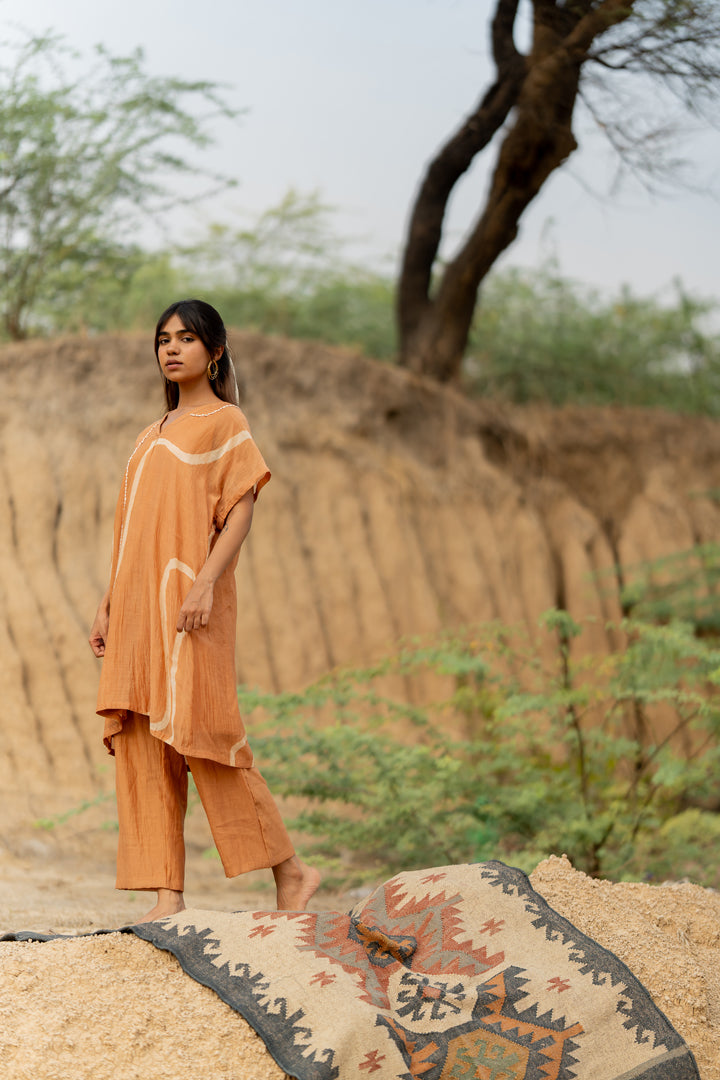 Pastel orange caftan set