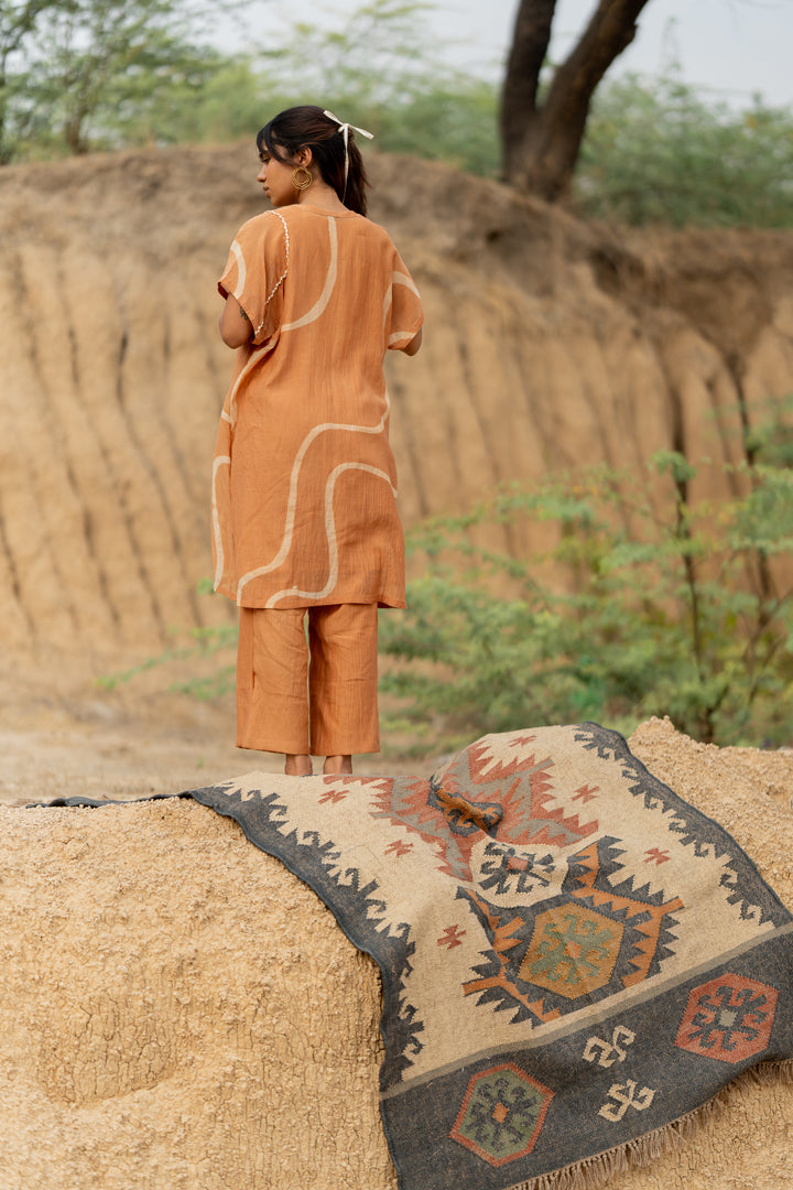 Pastel orange caftan set