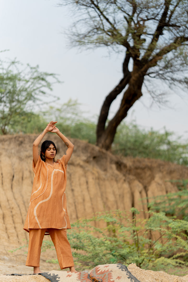 Pastel orange caftan set