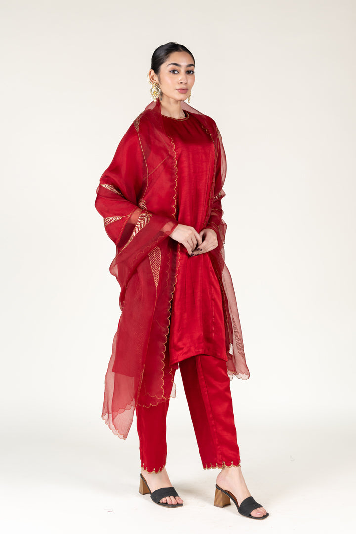 Maroon Choga With Shama Odhani